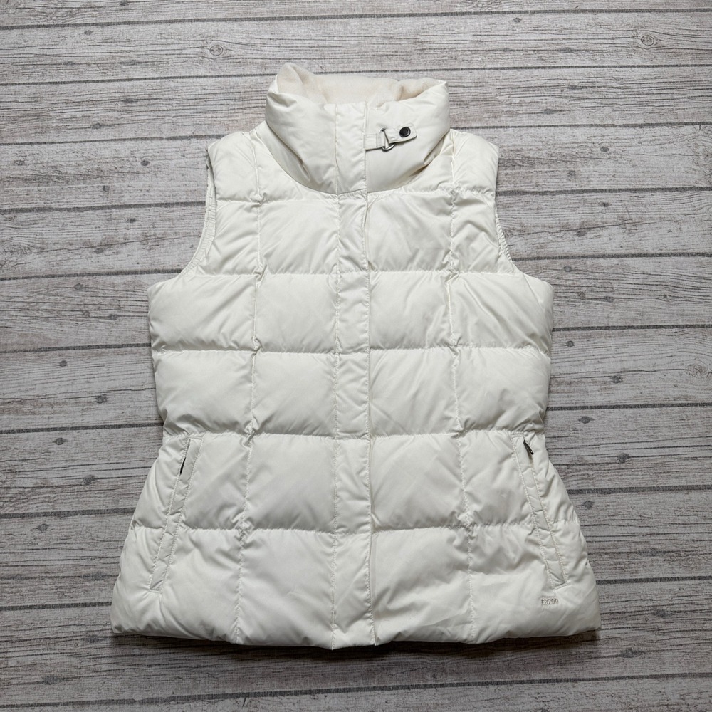 Eddie Bauer Puffer Vest Women's Medium White 700 Fill Goose Down Quilted Gilet